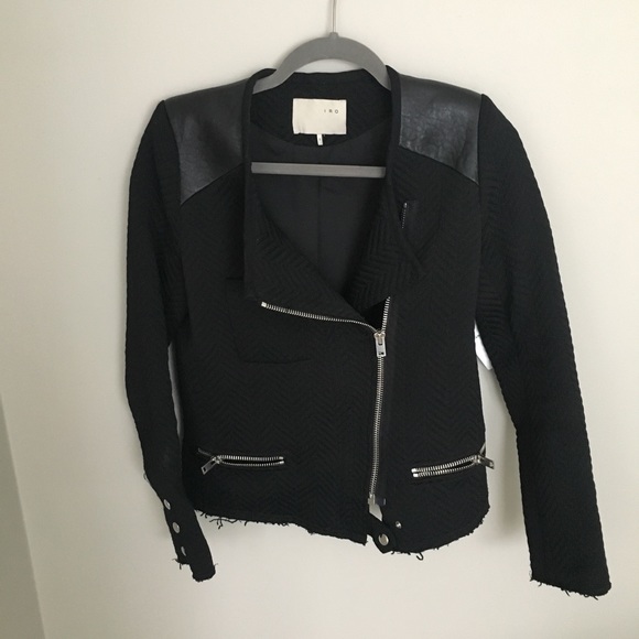 IRO phoebe moto jacket in black sz 1 - Picture 2 of 6